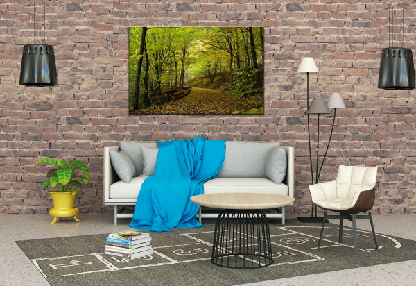 Leinwandbild Wandbild Herbst Wald Bäume