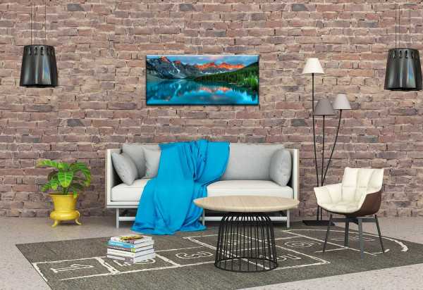 Leinwandbild Wandbild Panorama See Berge Landschaft