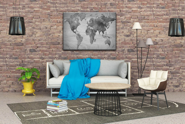 Wandbild Alu-Dibond Weltkarte