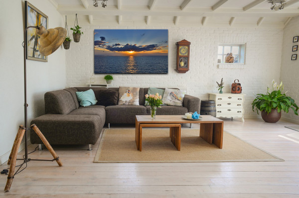 Leinwandbild Wandbild Strand Meer Sonnenuntergang