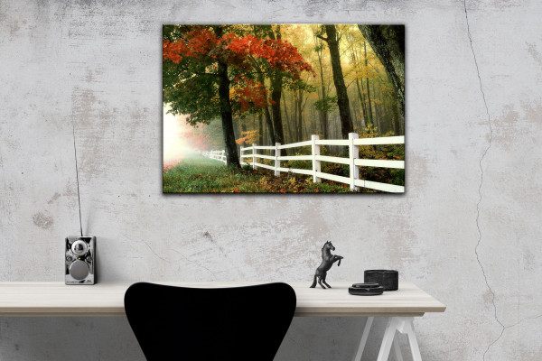 Leinwandbild Wandbild Herbst Wald Bäume