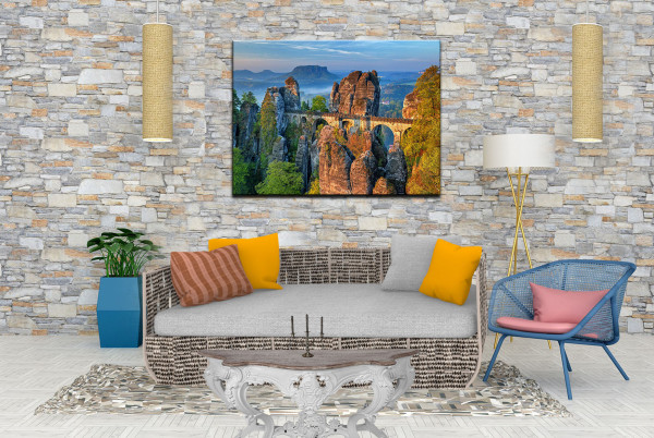 Leinwandbild Wandbild Bastai Brücke Sächsischer Schweiz Landschaft