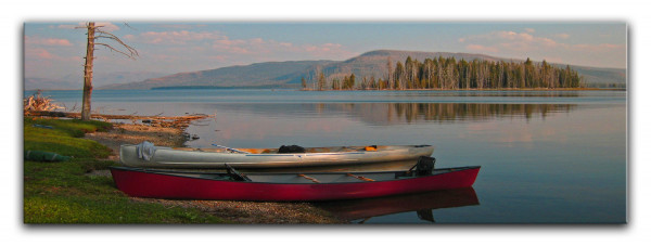Leinwandbild Wandbild See Boot Landschaft