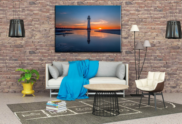 Wandbild Alu-Dibond Leuchtturm Wolken Ozean Sonnenuntergang