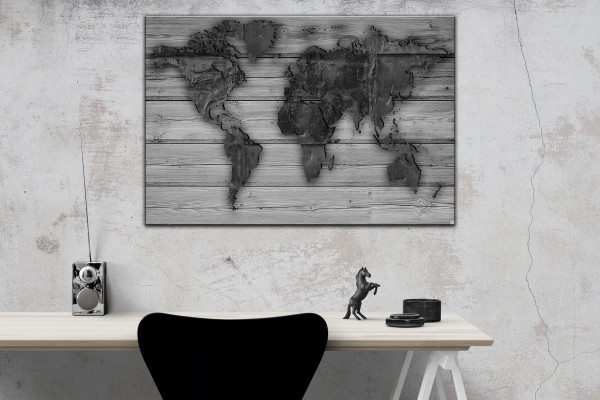 Wandbild Alu-Dibond Weltkarte