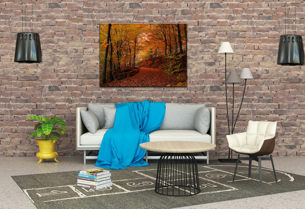 Leinwandbild Wandbild Herbst Wald Bäume