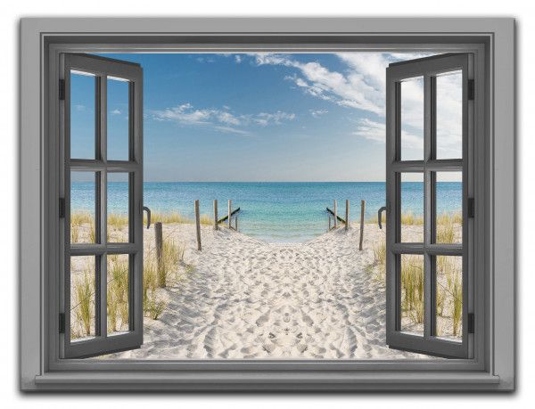 Leinwandbild Wandbild Fensterblick Meer Strand Nordsee