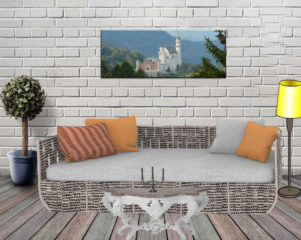 Leinwandbild Wandbild Panorama Schloß Neuschwanstein Allgäu Landschaft
