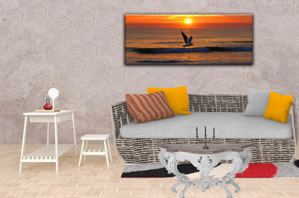 Leinwandbild Wandbild Strand Meer Nordsee Sonnenuntergang