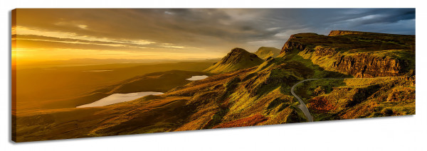 Leinwandbild Wandbild Panorama Berge Schotland Sonnenuntergang