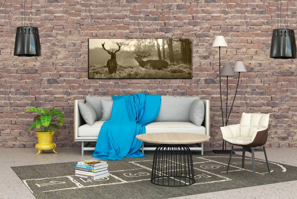 Leinwandbild Wandbild Panorama Tiere Hirsch Natur