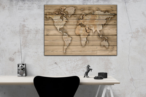 Wandbild Alu-Dibond Weltkarte