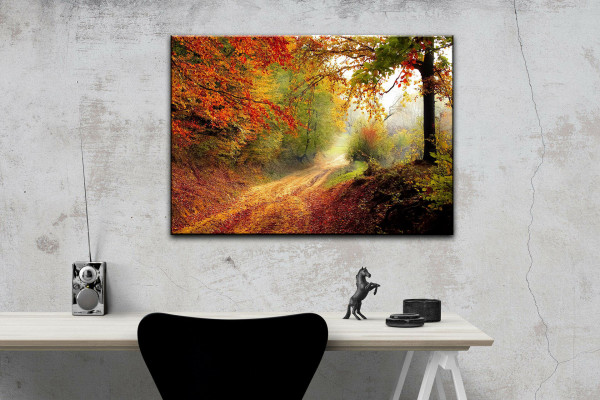 Leinwandbild Wandbild Herbst Wald Bäume Natur