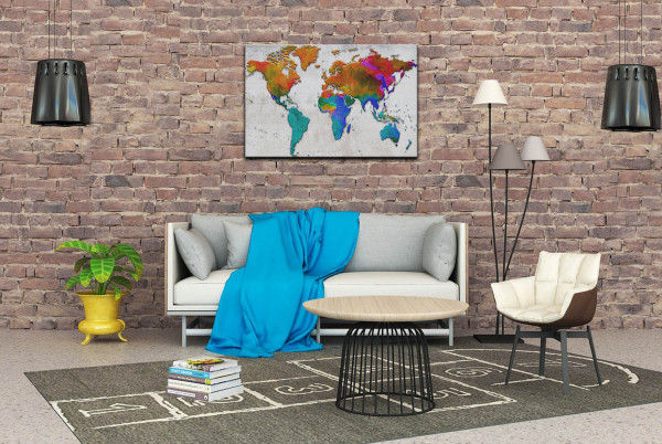 Wandbild Alu-Dibond Weltkarte