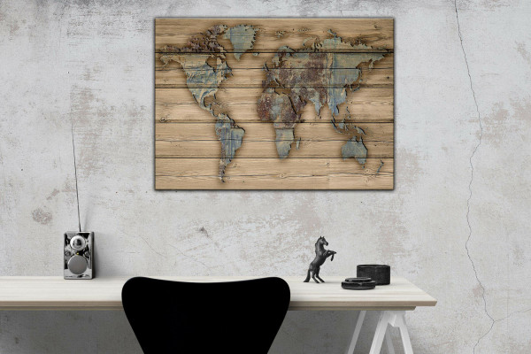 Wandbild Alu-Dibond Weltkarte