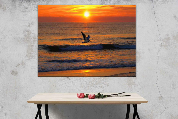 Wandbild Alu-Dibond Strand Meer Nordsee Sonnenuntergang