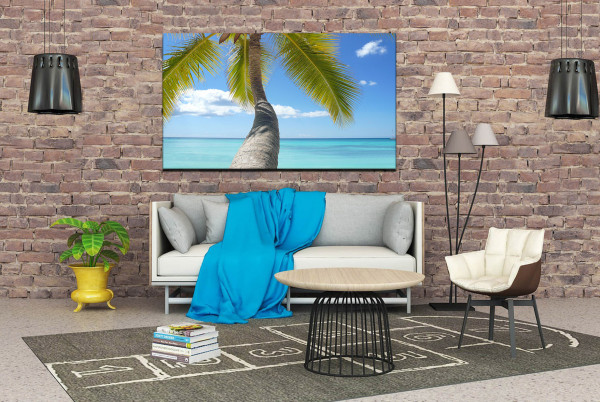 Wandbild Alu-Dibond Strand Meer Karibik Palmen