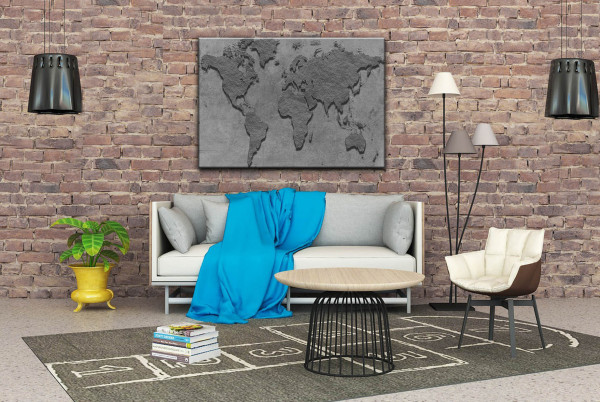 Wandbild Alu-Dibond Weltkarte