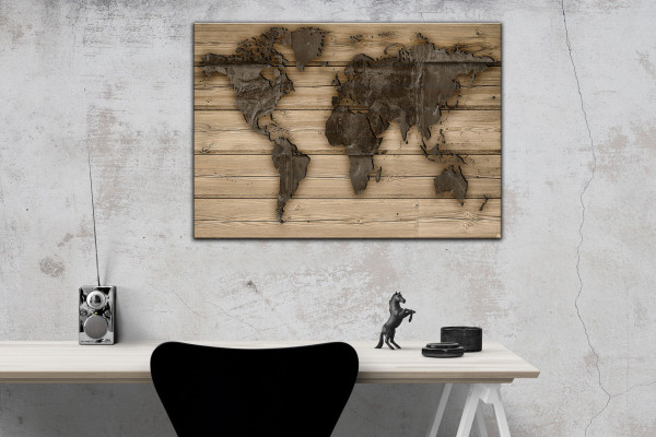 Wandbild Alu-Dibond Weltkarte