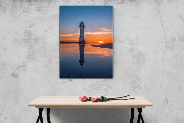 Wandbild Alu-Dibond Leuchtturm Wolken Ozean Sonnenuntergang