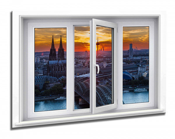 Leinwandbild Wandbild Fensterblick Köln