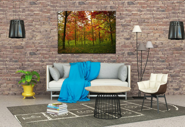 Leinwandbild Wandbild Herbst Wald Bäume