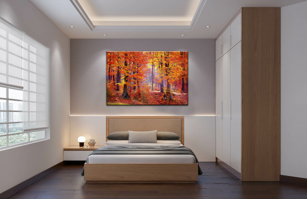 Leinwandbild Wandbild Herbst Bäume Wald