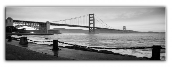 Leinwandbild Wandbild Panorama Golden Gate Brücke San Francisco Schwarzweiß