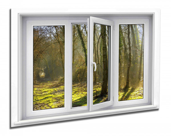 Leinwandbild Wandbild Fensterblick Herbst Wald Bäume Landschaft