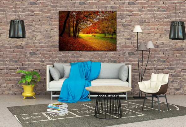 Leinwandbild Wandbild Herbst Wald Bäume