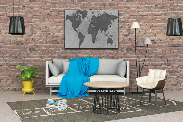 Wandbild Alu-Dibond Weltkarte