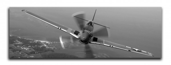 Leinwandbild Wandbild Panorama Meer Flugzeug Landschaft Schwarzweiß