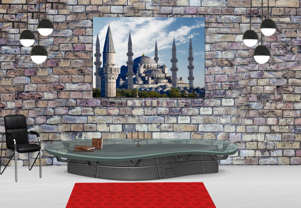 Wandbild Alu-Dibond Istanbul Blau Mosche