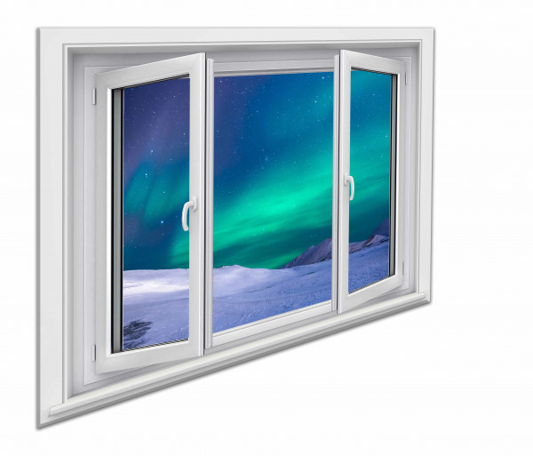 Leinwandbild Wandbild Fensterblick Polarlicht Nördlich Himmel Landschaft