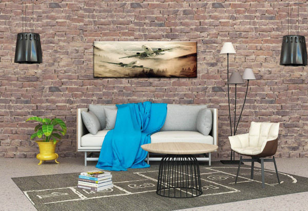 Leinwandbild Wandbild Panorama Flugzeuge Wolken Landschaft