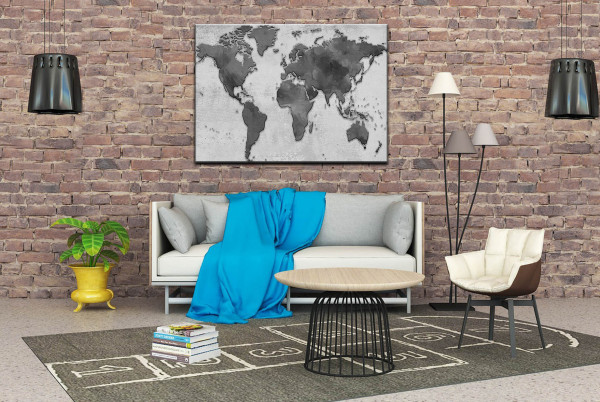 Wandbild Alu-Dibond Weltkarte