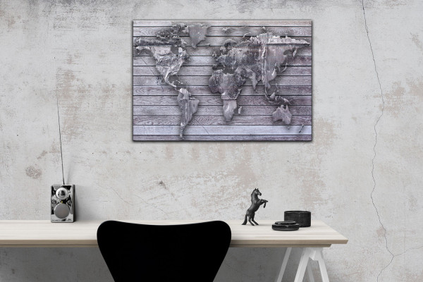 Wandbild Alu-Dibond Weltkarte