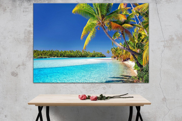 Wandbild Alu-Dibond Strand Meer Paradise Palmen