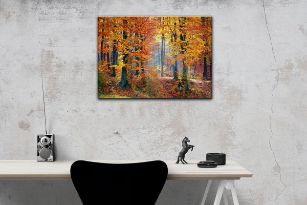 Leinwandbild Wandbild Herbst Wald Bäume