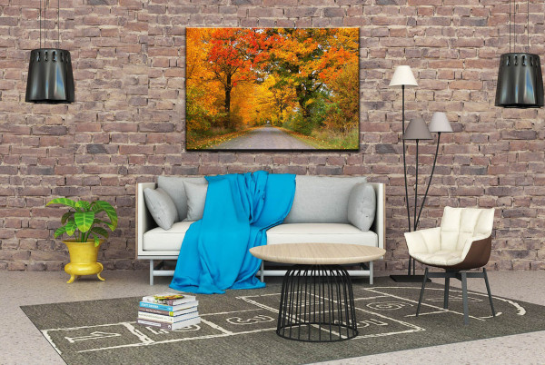 Leinwandbild Wandbild Herbst Wald Bäume