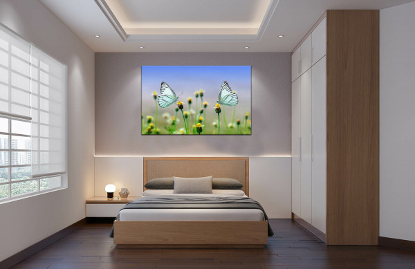 Leinwandbild Wandbild Pflanzen Blumen Schmetterlig